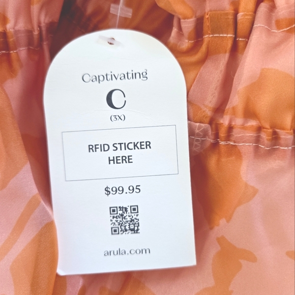 🏷️ARULA 'C' Orange Pink Floral Puff Sleeve Organza Fit Flare Mini Dress 3X - Picture 10 of 12